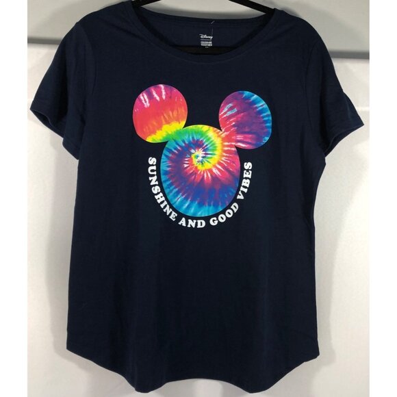 Disney Celebrate Together Womens Navy Sunshine & Good Vibes Tie-Dye Print Mickey - Picture 7 of 7